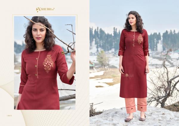 Shubh Nx Allen Designer Cotton Embroidery Kurti With Bottom